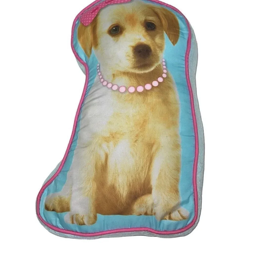 Jay Franco And Sons Blue Pink Tan golden retriever Print Pillow 100% Polyester 8